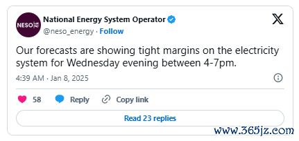 线上杠杆炒股 电力供应告急 英国发布预警信号