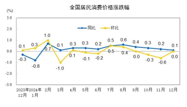 怎么股票配资 2024年12月核心CPI同比上涨0.4% 全年CPI同比上涨0.2%