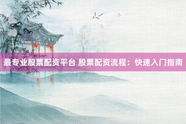 最专业股票配资平台 股票配资流程：快速入门指南