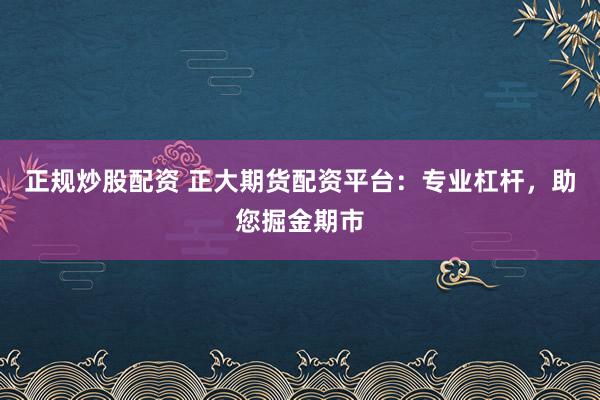 正规炒股配资 正大期货配资平台：专业杠杆，助您掘金期市