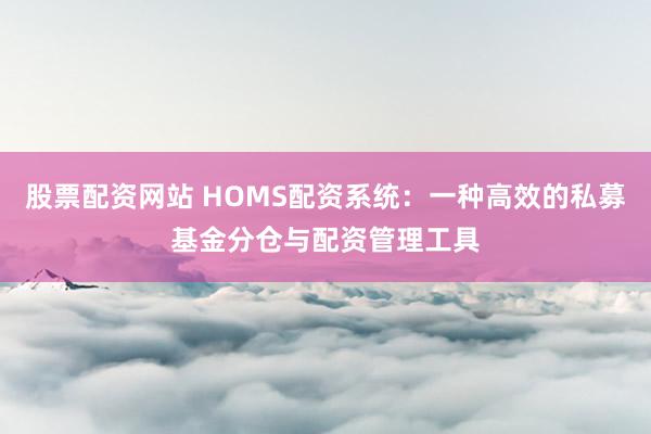 股票配资网站 HOMS配资系统：一种高效的私募基金分仓与配资管理工具