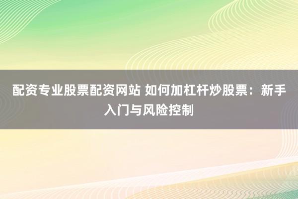 配资专业股票配资网站 如何加杠杆炒股票：新手入门与风险控制