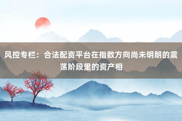 风控专栏:合法配资平台在指数方向尚未明朗的震荡阶段里的资产相