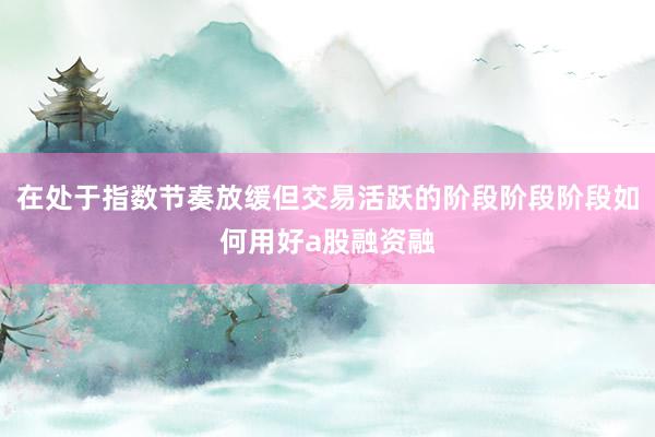 在处于指数节奏放缓但交易活跃的阶段阶段阶段如何用好a股融资融