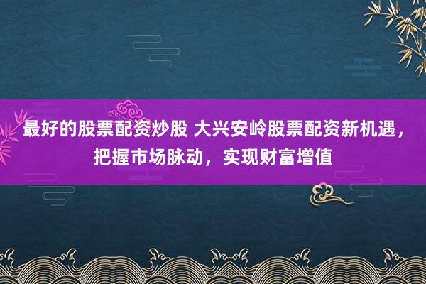 最好的股票配资炒股 大兴安岭股票配资新机遇，把握市场脉动，实现财富增值